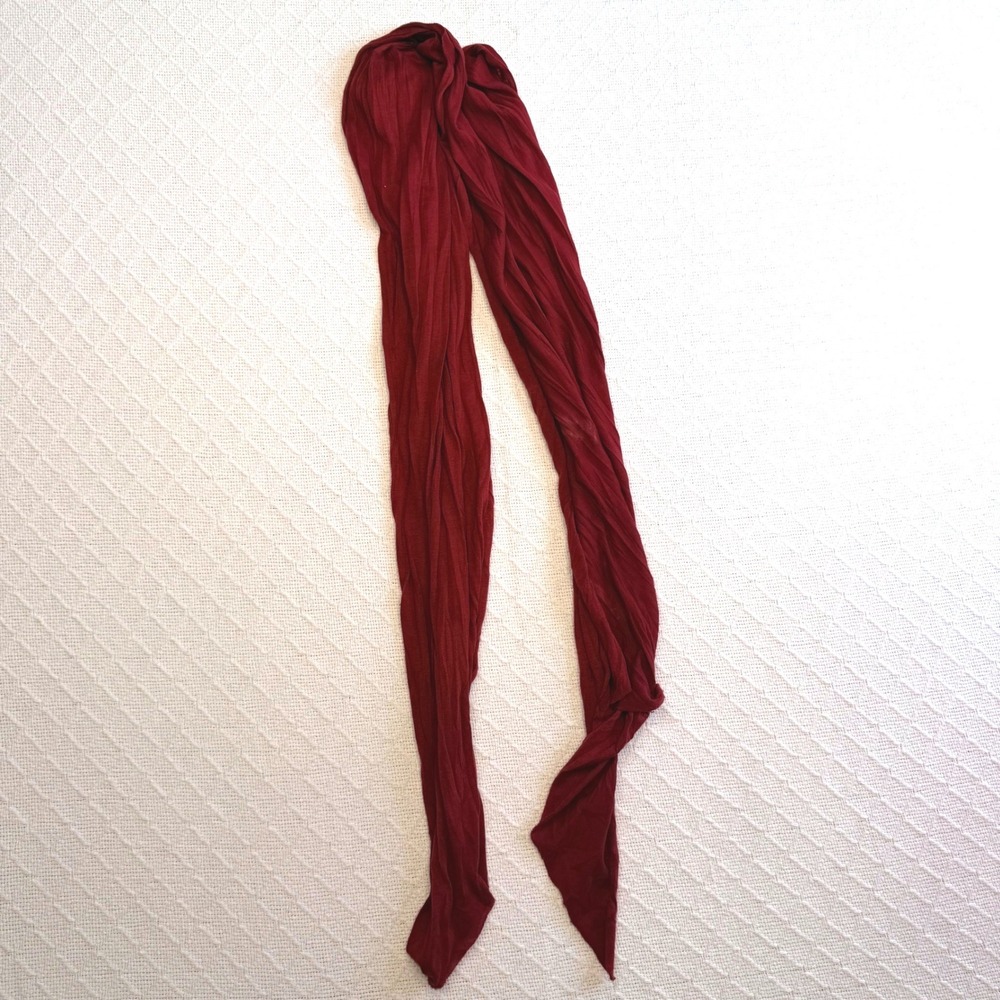 VTG Burgundy Dark Red Lightweight Knit Long Jersey Scarf Wrap Pointed Ends